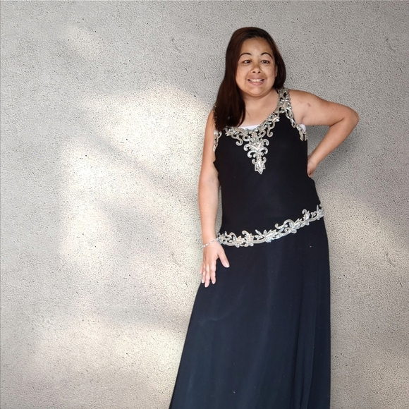 J KARA NEW YORK Black Dress with Gold Accents Women's Size 14 With Jacket NWOT - Picture 12 of 16